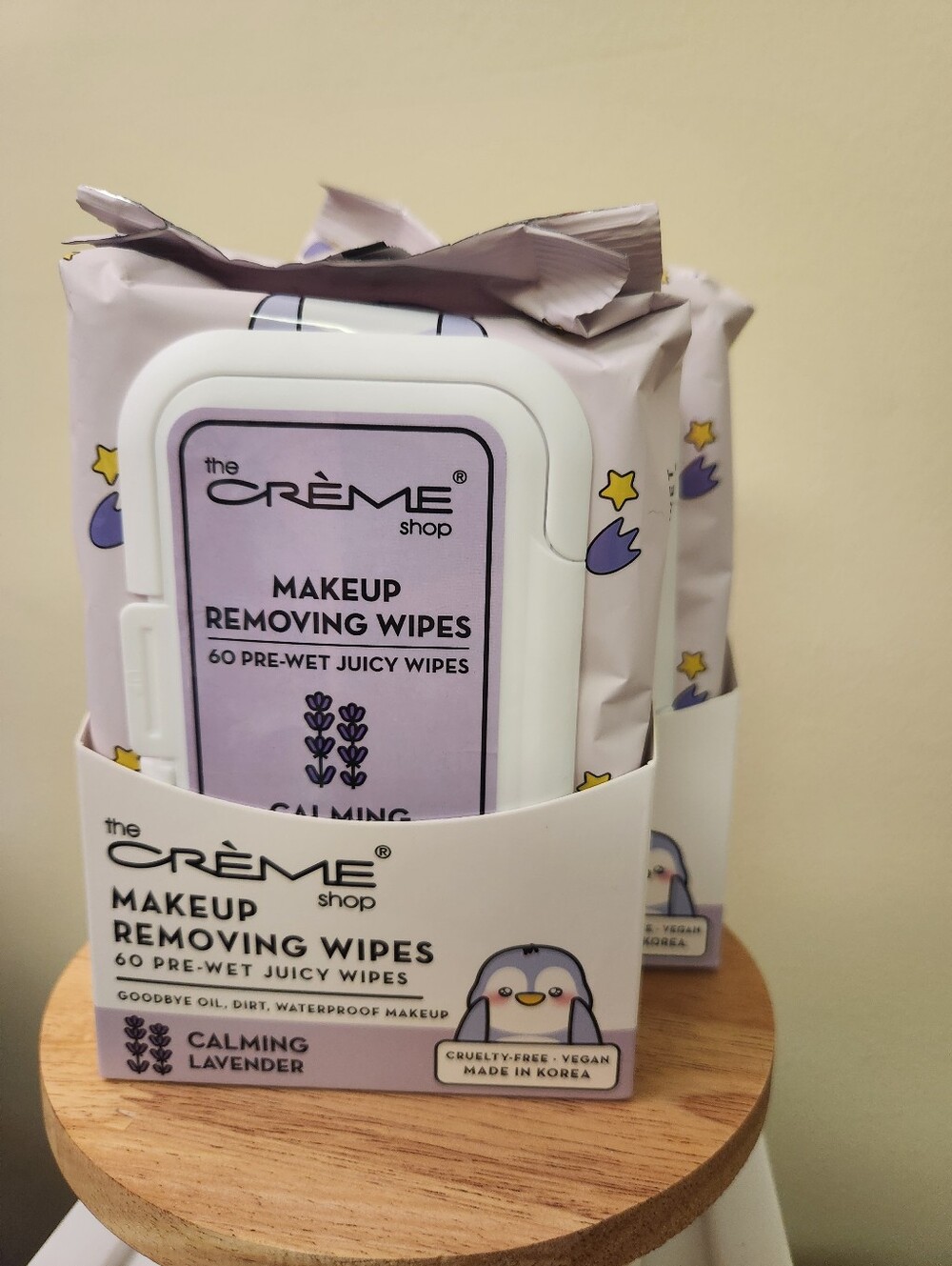 Creme Shop Makeup Removing Wipes Calming Lavender Set Of 2 Packs 60 Wipes Each